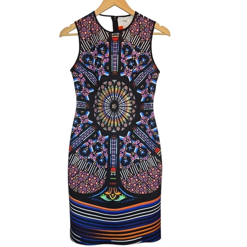 Clover Canyon Stained Glass Neoprene Dress Size M - Picture 2 of 11